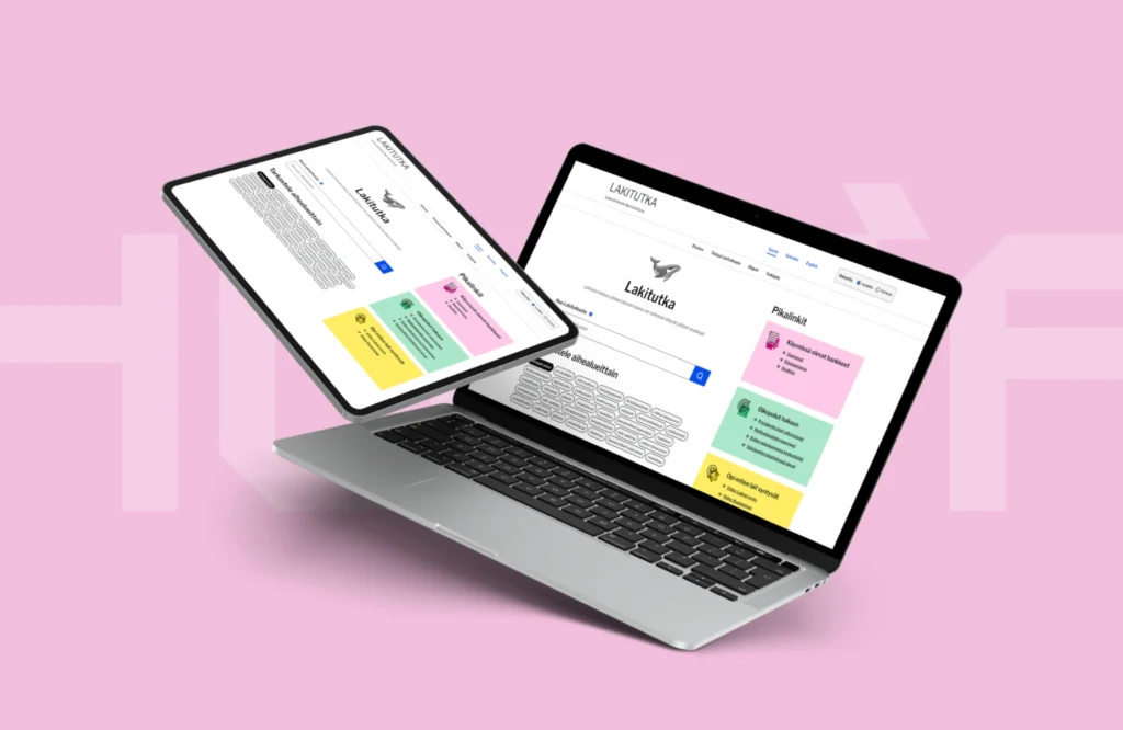 Turun yliopiston Lakitutka-palvelun UX/UI-mockup.