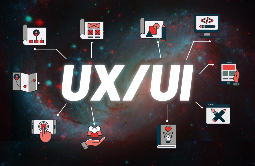UX- ja UI-suunnittelu visualisointi ikoneilla.