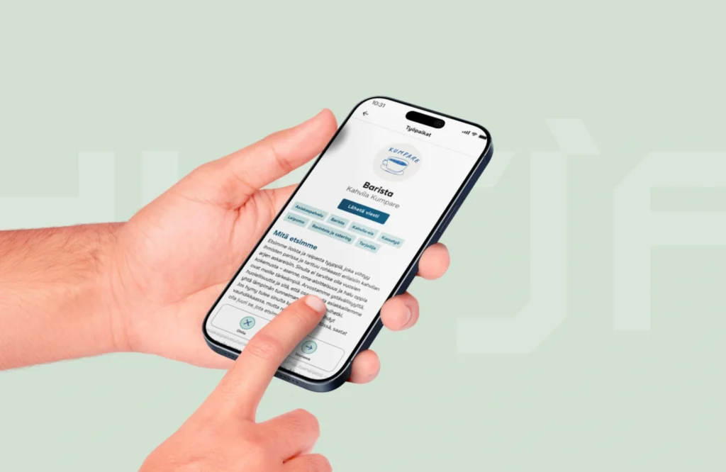 Workit-mobiilsovelluksen mockup.