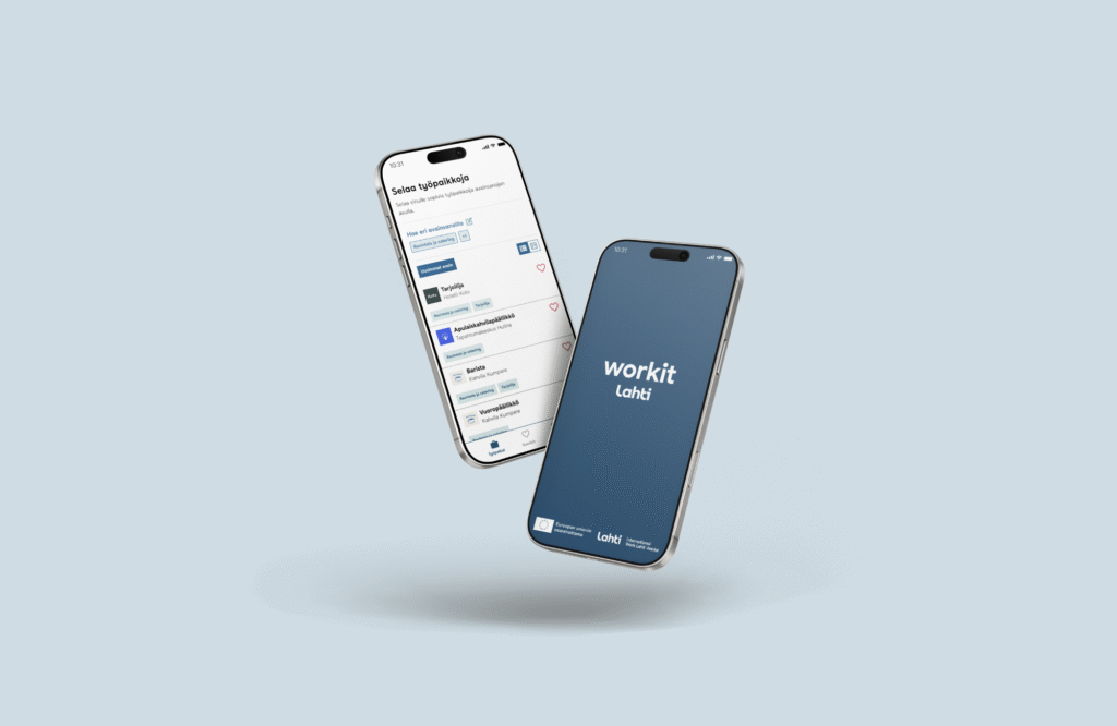 Workit-mobiilisovelluksen mockup.